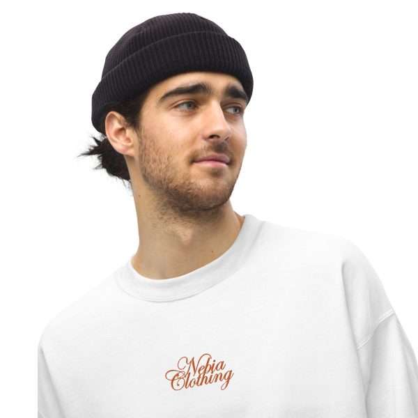 Crewneck Sweatshirt "COLLEGE" - Embroidered (White) - Image 2